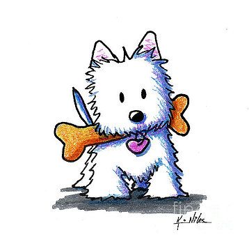 358x350 Kiniart Westie With Bone By Kim Niles Birthday Card Ideas
