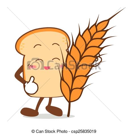 450x470 Isolated Happy Smile Slice Of Bread Cartoon And Wheat Vector