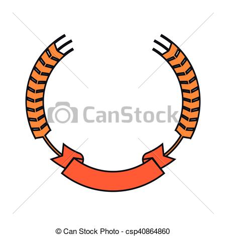 450x470 Isolated Wheat Ear With Ribbon Design. Wheat Ear With Ribbon