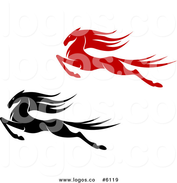 600x620 Royalty Free Clip Art Vector Logos Of Black And Red Leaping Horses