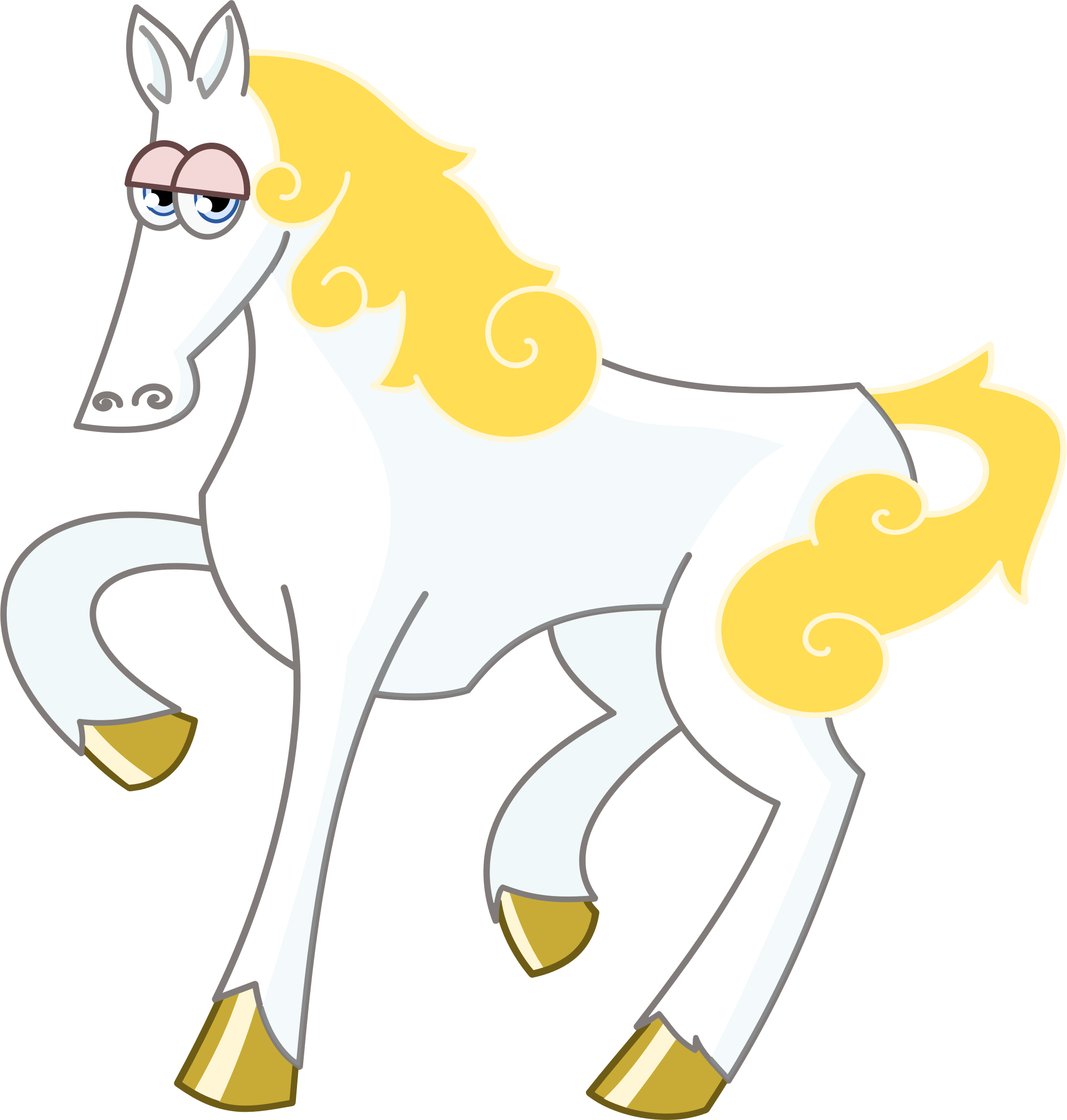 2192x2300 White Horse With Gold Mane Vector Clipart Image