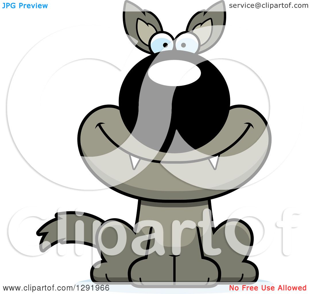 1080x1024 Clipart Of A Cartoon Happy Sitting Wolf