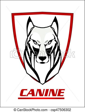359x470 White Wolf And Shield.eps. Black And White Wolf On The Vector