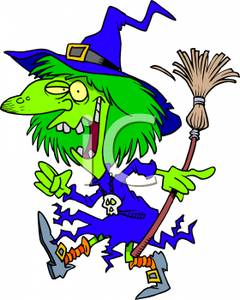 240x300 Cartoon Of Woman Dresseds Wicked Witch, Holding