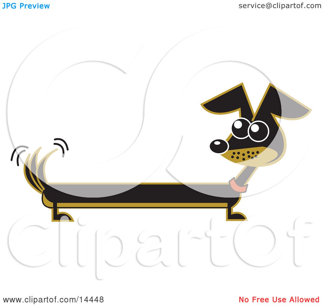1080x1024 Long Brown And Black Wiener Dog Wagging His Tail Clipart