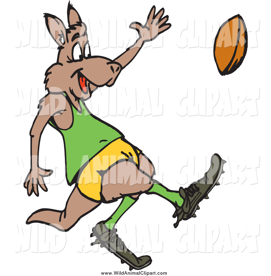 1024x1044 Clip Art Of A Kangaroo Kicking A Rugby Football By Dennis Holmes