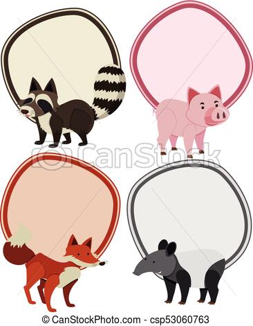 366x470 Four Border Templates With Wild Animals Illustration Clip Art