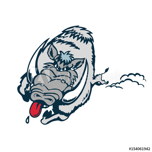 500x500 Cartoon Wild Boar. Vector Clip Art Illustration With Simple