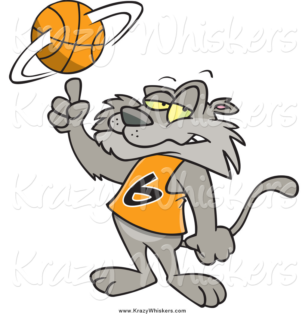 1024x1044 Critter Clipart Of A Cartoon Cat Spinning A Basketball By Toonaday