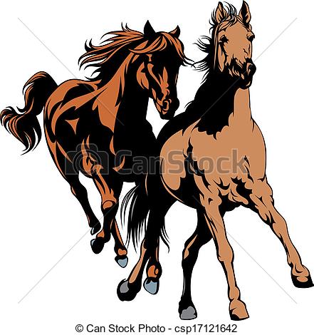441x470 Wild Horses Isolated On The White Background Eps Vector