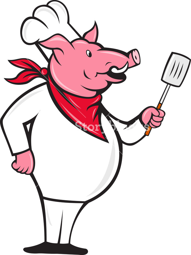 751x1000 Wild Pig Hog Chef With Spatula Cartoon Royalty Free Stock Image