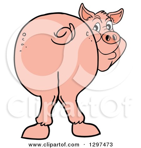 450x470 Clipart Of A Cartoon Pig Butt, With Him Smiling Back