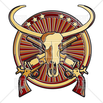 400x400 Wild West Badge With Buffalo Skull Royalty Free Vector Clip Art