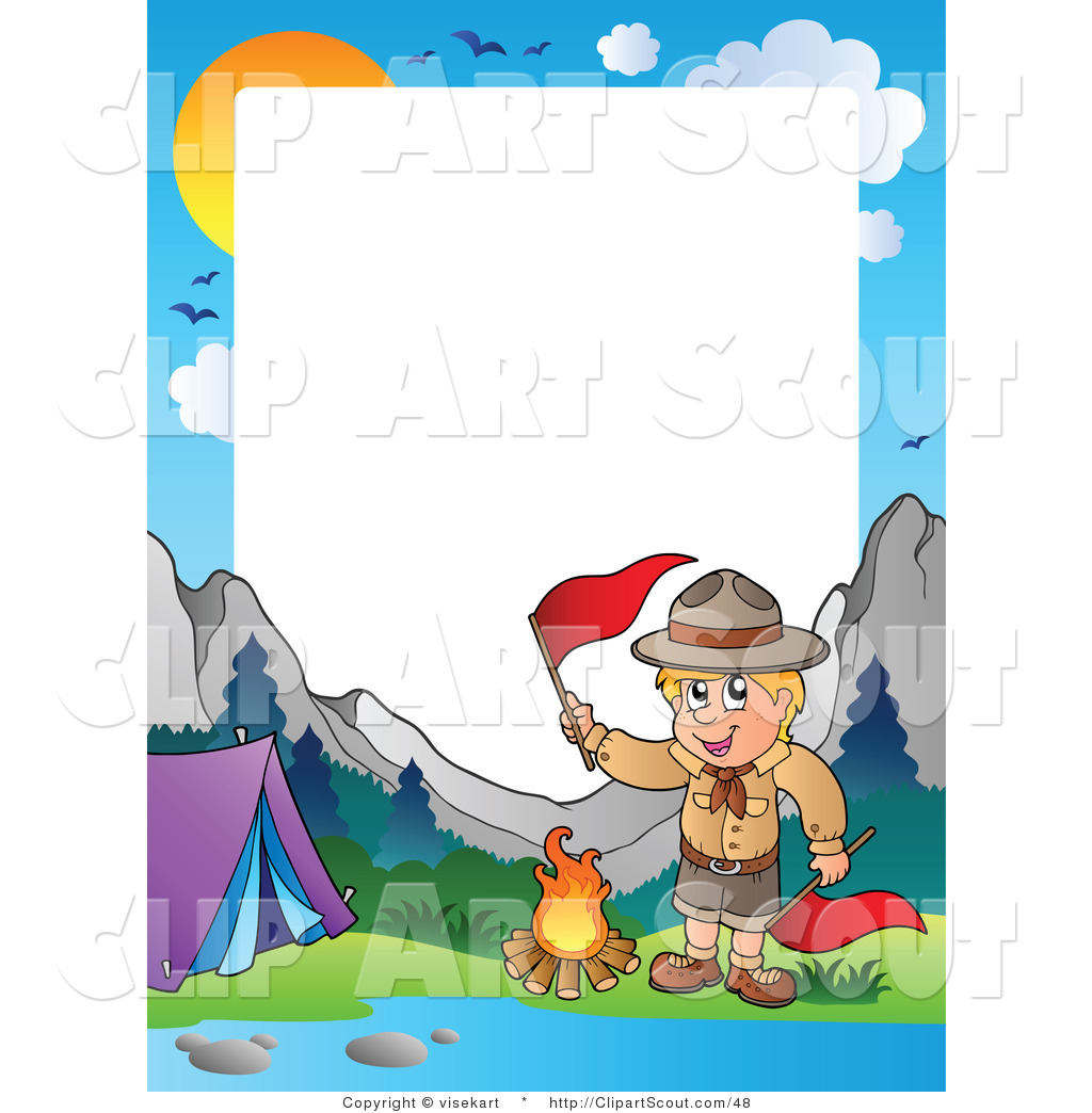 1024x1044 Clipart Of A Boy Scout Camping In The Wilderness Border By