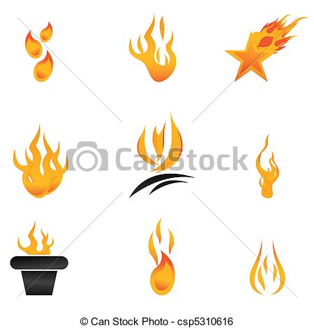 450x470 Illustration Of Different Shapes Of Fire On White Background Clip