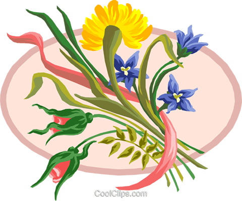 480x399 Wildflower Bouquet Royalty Free Vector Clip Art Illustration