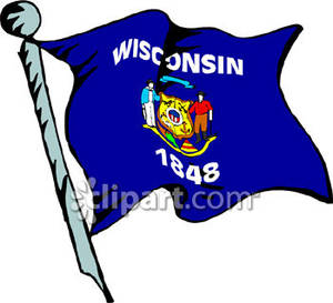 300x273 Wisconsin Flag Flying From Flag Pole Blowing In The Wind Royalty