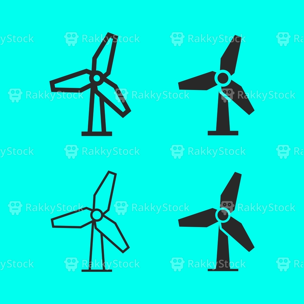 1000x1000 Wind Turbine Icon Vector Rakkystock
