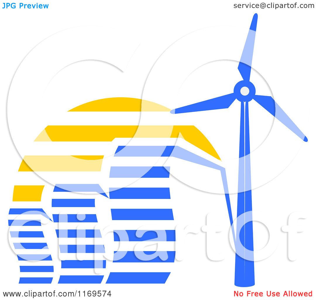 1080x1024 Clipart Of Blue Energy Efficient Buildings And A Windmill Turbine