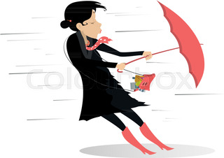 320x226 Depressed Wet Man Holding A Broken Turned Up Umbrella By The Wind