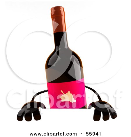 450x470 Clipart Of A 3d Wine Bottle Mascot Holding A Spanish Flag