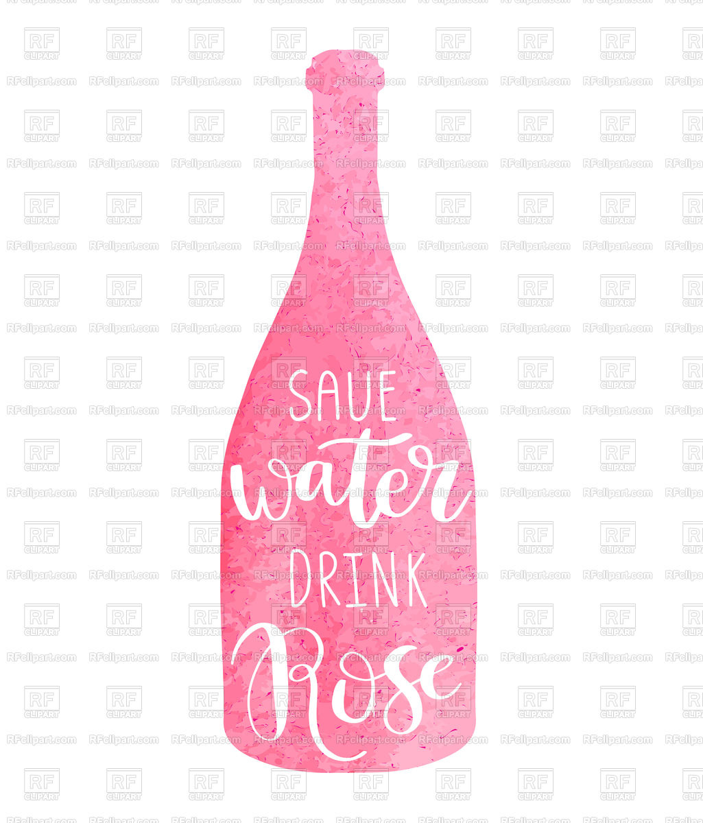 1025x1200 Hand Drawn Typography Poster With Pink Watercolor Wine Bottle