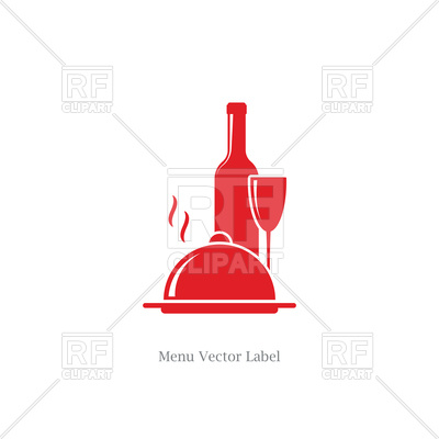400x400 Wine Bottle With Wineglass And Food Dish Royalty Free Vector Clip