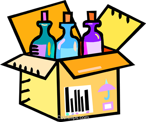 480x401 Wine Bottles In A Shipping Case Royalty Free Vector Clip Art