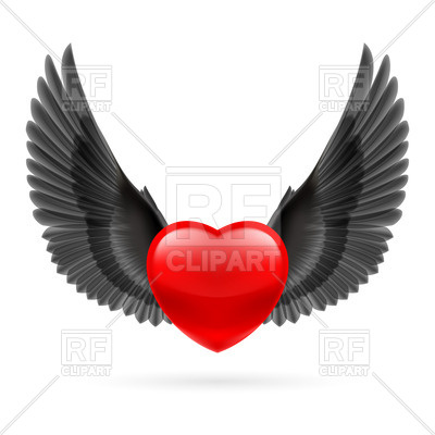 400x400 Red Heart With Raised Black Wings Royalty Free Vector Clip Art