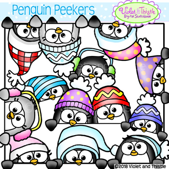 350x350 Cute Penguin Peekers Peeking Penguins Page Toppers Faces Winter