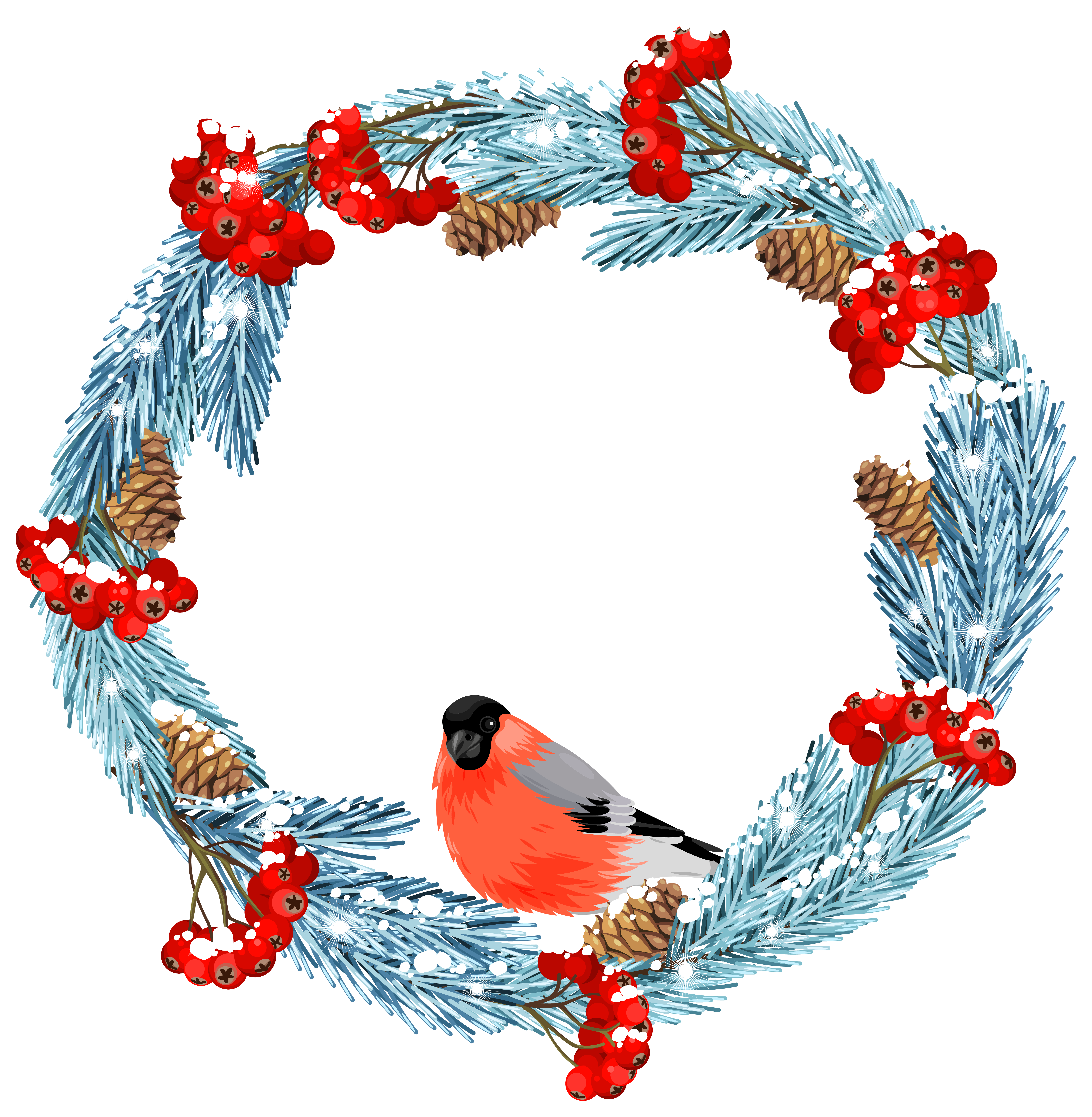 6295x6443 Blue Winter Wreath With Bird Png Clip Art Imageu200b Gallery