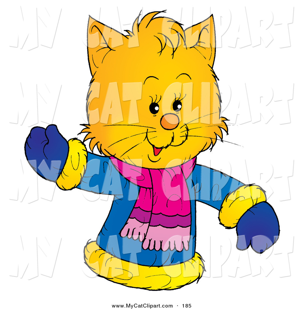1024x1044 Clip Art Of A Friendly And Smiling Yellow Kitten Wearing A Winter