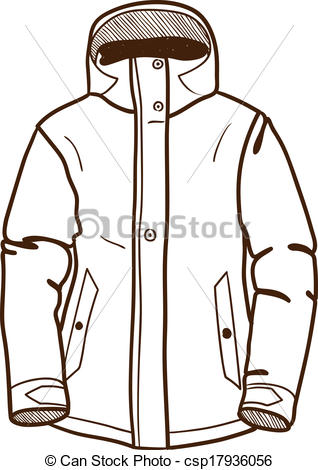 318x470 Winter Sport Jacket Isolated On White. Sketch Vector Clipart
