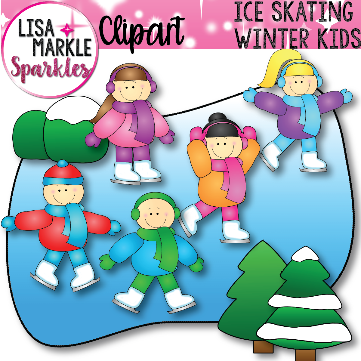 1200x1200 Winter Ice Skating Kids Clip Art Set Kids Ice Skates, Winter