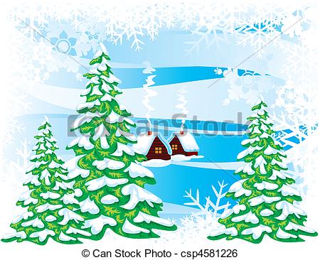 450x366 Fabulous Winter Landscape. Vector Image. Clip Art Vector