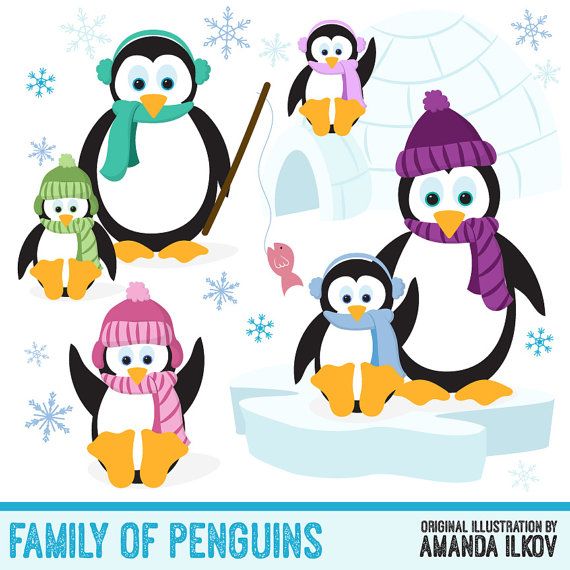 570x570 Hand Drawn Vector Penguins Clip Art