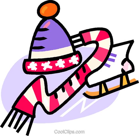 480x470 Hat, Scarf, And Skates Royalty Free Vector Clip Art Illustration