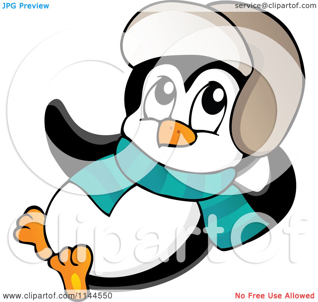 1080x1024 Cartoon Of A Cute Little Reclining Penguin Wearing A Scarf