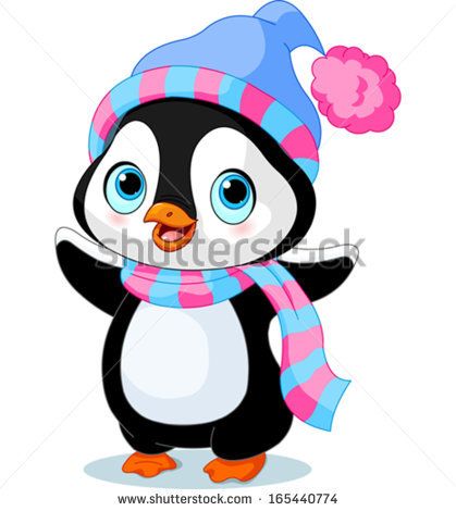 419x470 Cute Winter Penguin With Hat And Scarf