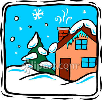 350x344 Free Clipart House With Snow