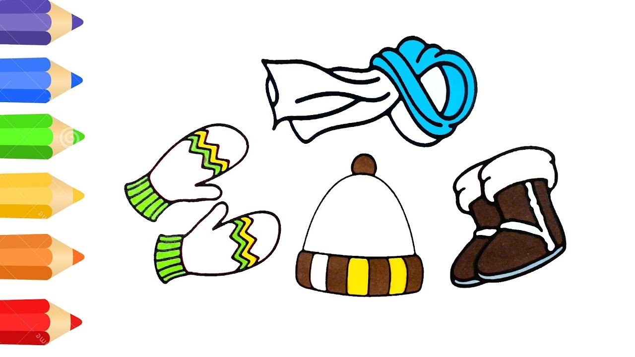 1280x720 Coloring Pages For Kids W How To Draw Accessories Winter Art