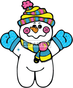 250x300 Cartoon Snowman Wearing Blue Mittens Printables