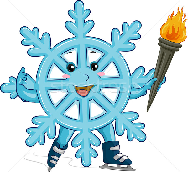 600x550 Mascot Snowflake Winter Sports Vector Illustration Lenm