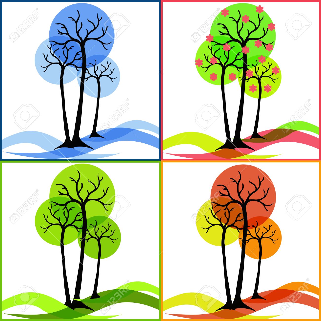 1300x1299 Clipart Winter Spring Summer Fall