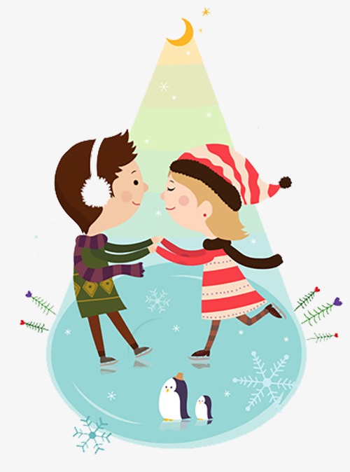 500x674 Male And Female Friends Holding Hands, Moon, Hat, Winter Png Image