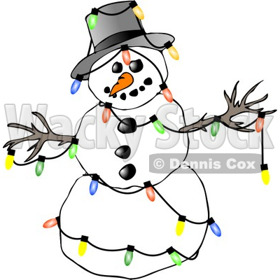 400x400 Winter Snowman Decorated With Colorful Christmas Tree Lights