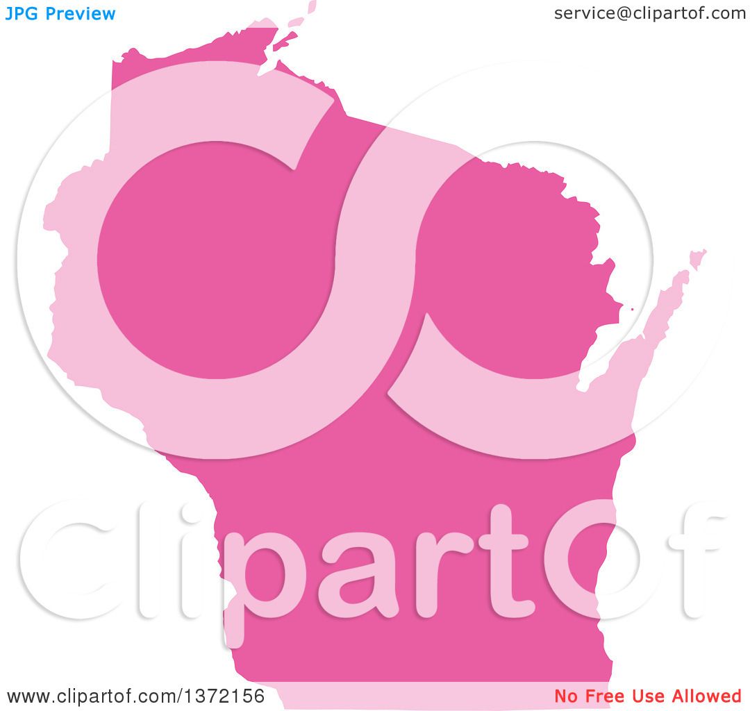 1080x1024 Clipart Of A Pink Silhouetted Map Shape Of The State Of Wisconsin