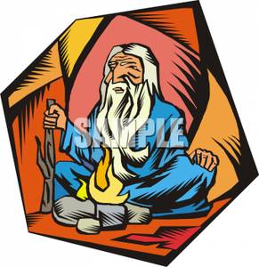291x300 An Old, Wise Man Or Guru In A Cave Clipart Image