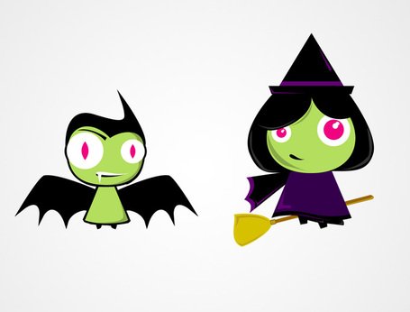 455x346 Free Cute Halloween Characters Bat Amp Witch Vectors (Free) Clipart