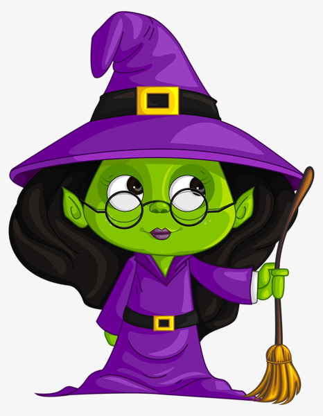 466x600 Purple Witch, Purple, Little Witch, Green Face Png Image